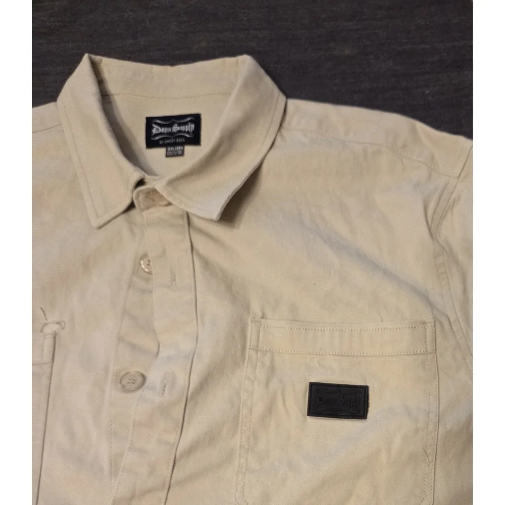Dogg Supply Button Down‎ WorkWear Camp Shirt Mens 2XL Cement Excellent